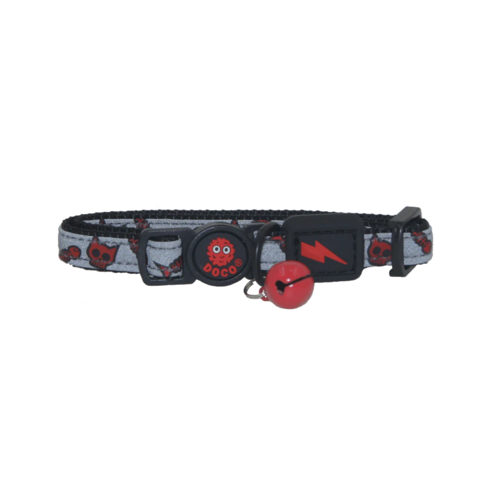 DOCO® Reflective Cat Collar - Printed Pattern,  1.0 X 19-31cm(XS) Red