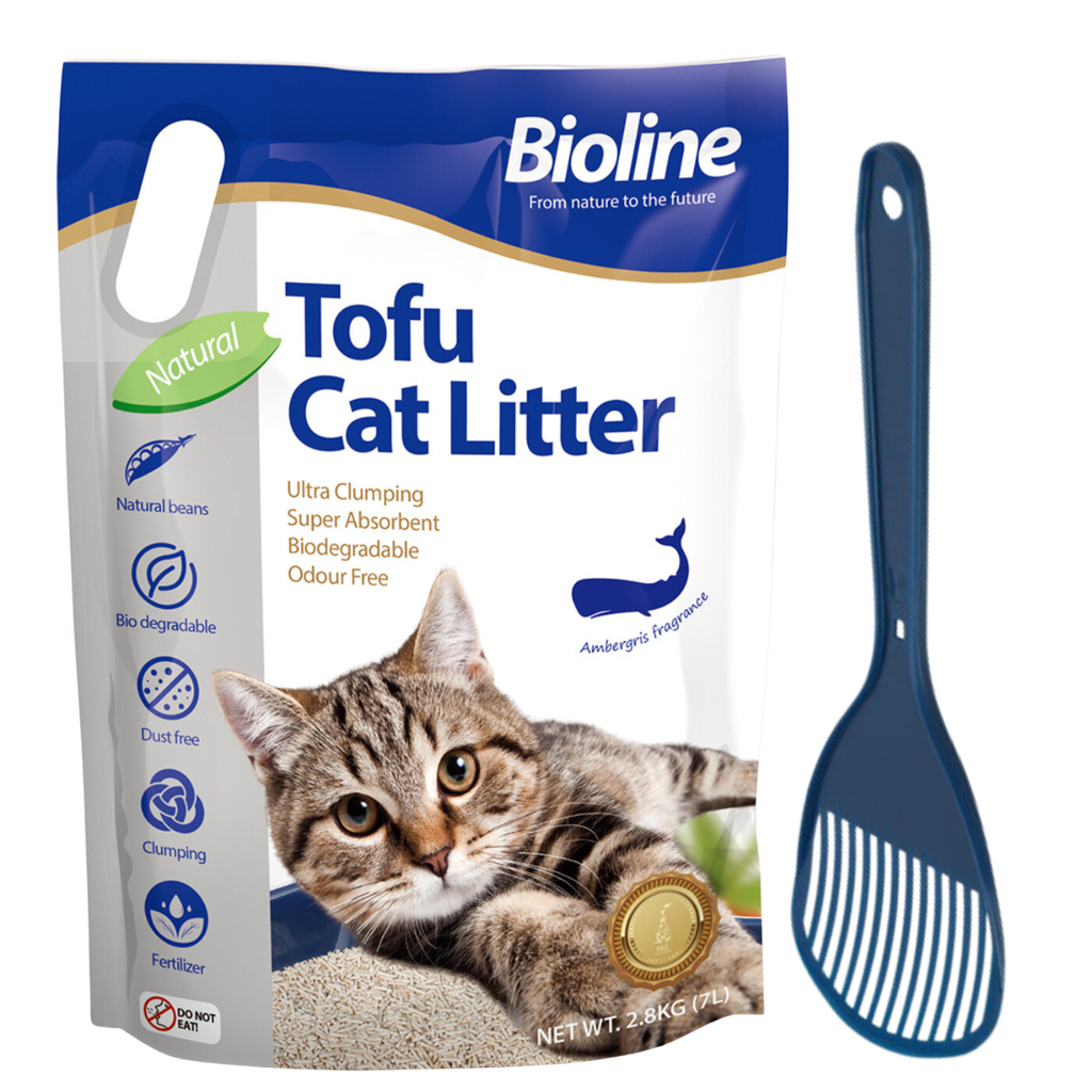 Combo Offer-Bioline Tofu Cat Litter 7L - Ambergris Fragrance+Moderna Cat Litter Scoop