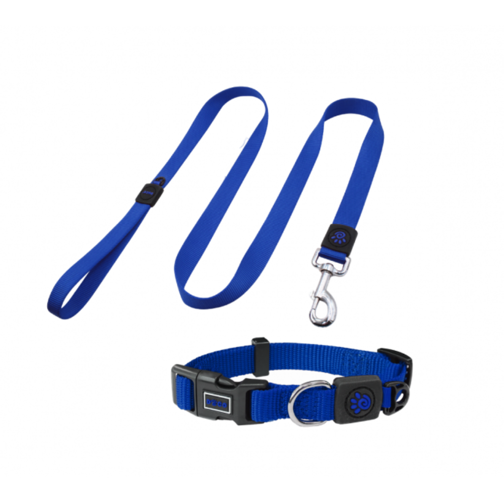 DOCO® Signature Nylon Collar+Nylon Leash - 4ft (DCSN002+1048)-Color - Navy Blue, Sizes - L