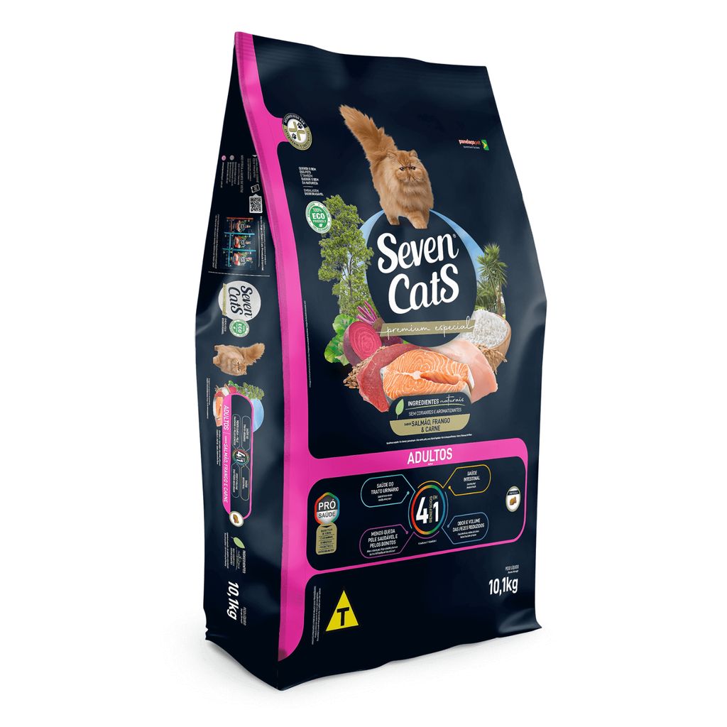 Seven Cats Cat Food For Adult 4in1 - Beef,Salmon & Chicken 10kg+100g