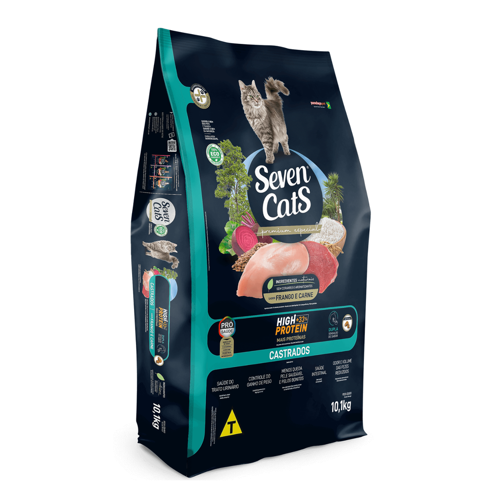 Seven Cats Cat Food For Sterilized-Chicken & Beef [High Protein] 10kg+100g