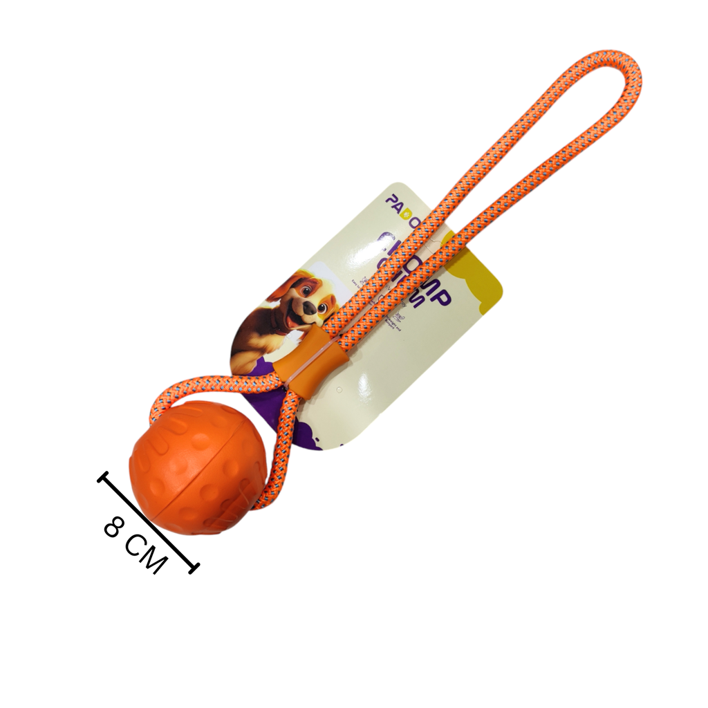 Pado Chomp Chum Ball With Rope EVA Toy-Orange [⌀8cm,Rope Length:35cm]