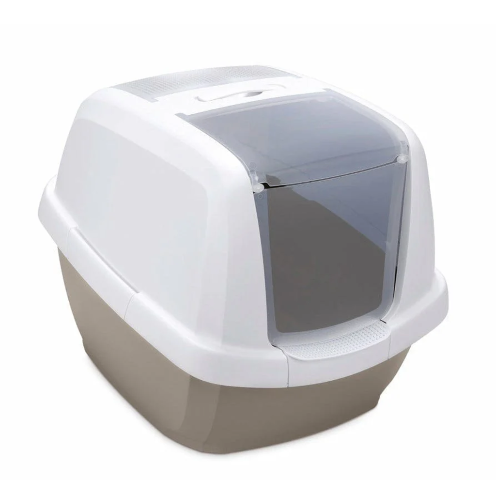 Imac Maddy Hooded Cat Toilet- Brown-White 62x49.5x47.5cm