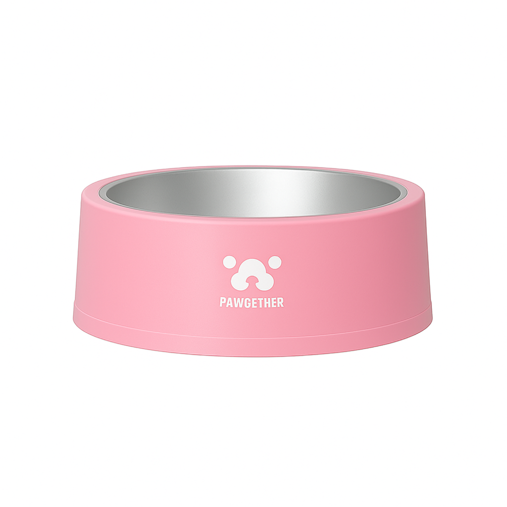 Pawgether 304 Stainless Steel Anti Slip Pet Bowl - 3S Series- 19x19x6.9cm-Pink