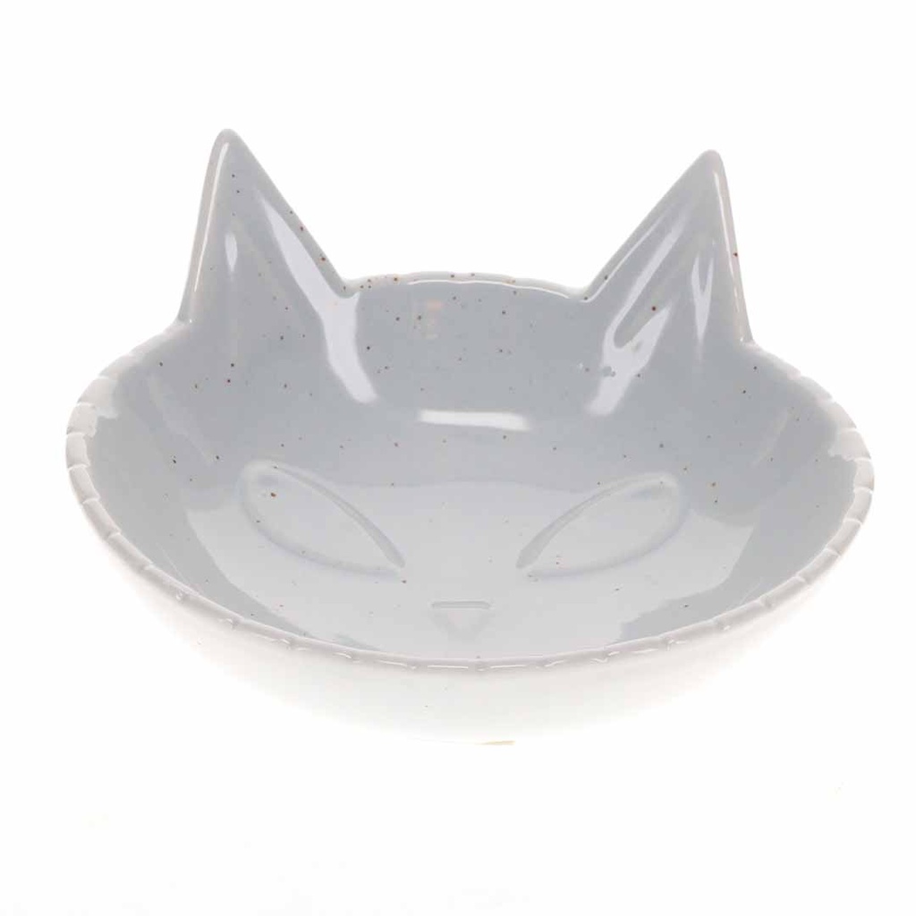 Duvo+ Feeding Bowl-Stone-Kitty face 175ml - 14x14x6.5cm White 