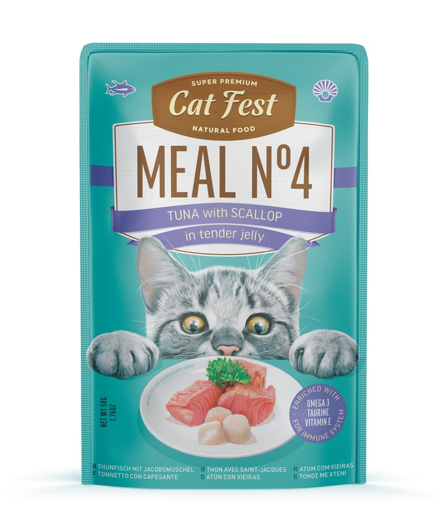 Cat Fest Meal No 4 Cat Food in Jelly-Tuna With Scallop 50g [Minimum Order:12pcs]