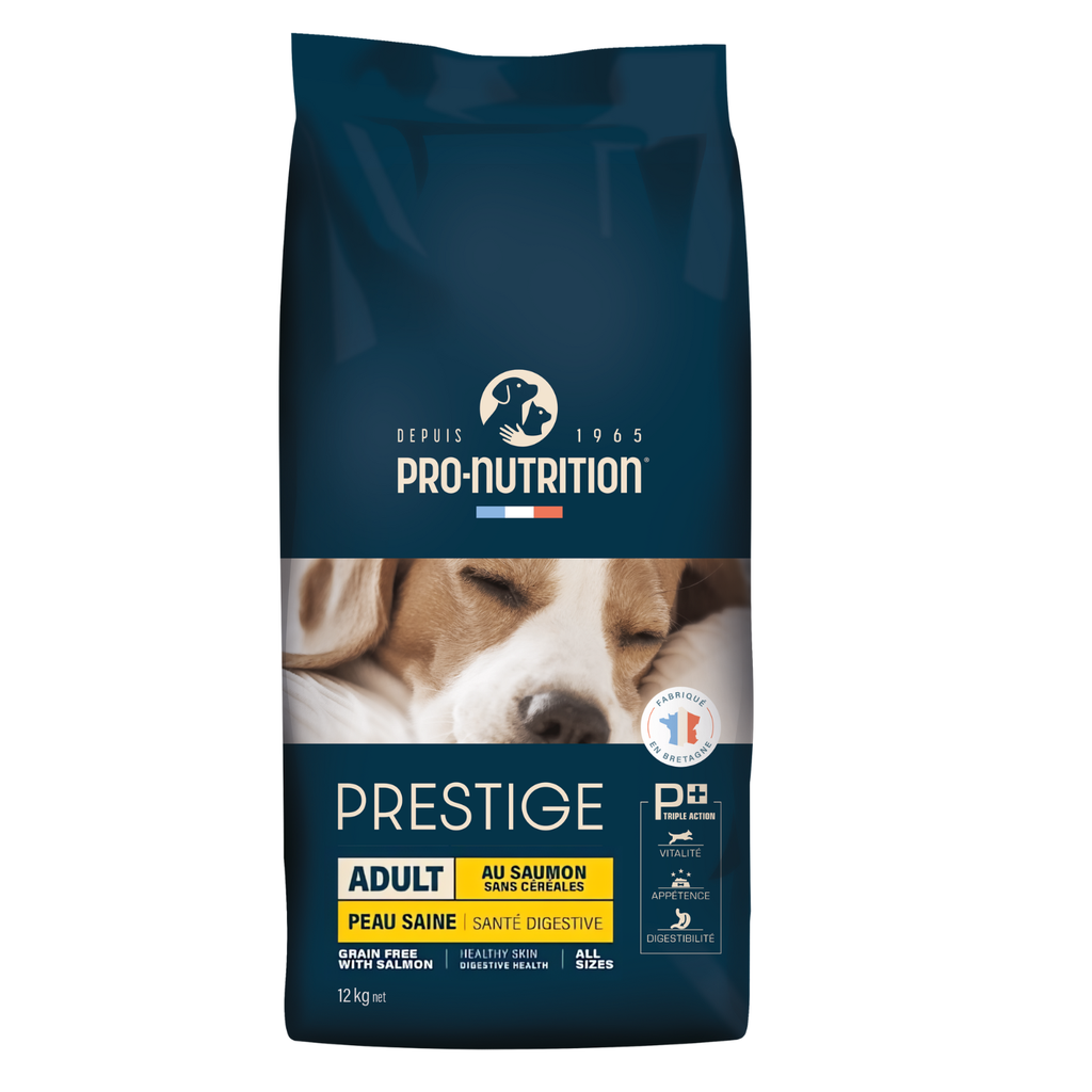 Pro Nutrition Prestige Adult Dog Food – All Sizes –Healthy skin– Salmon–GrainFree – 12kg