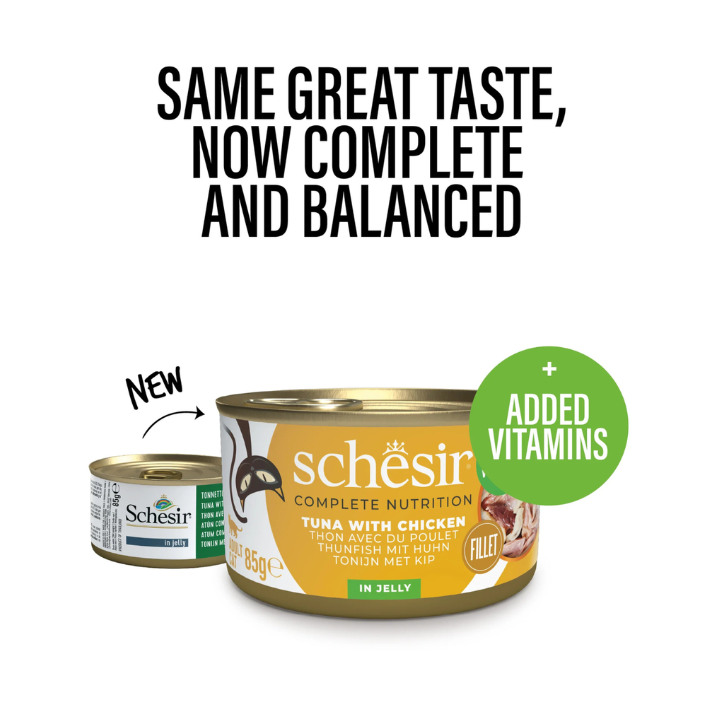 Schesir Complete & Balanced Nutrition Wet Cat Food in Jelly Can- Tuna With Chicken 85g [MOQ:12pcs]