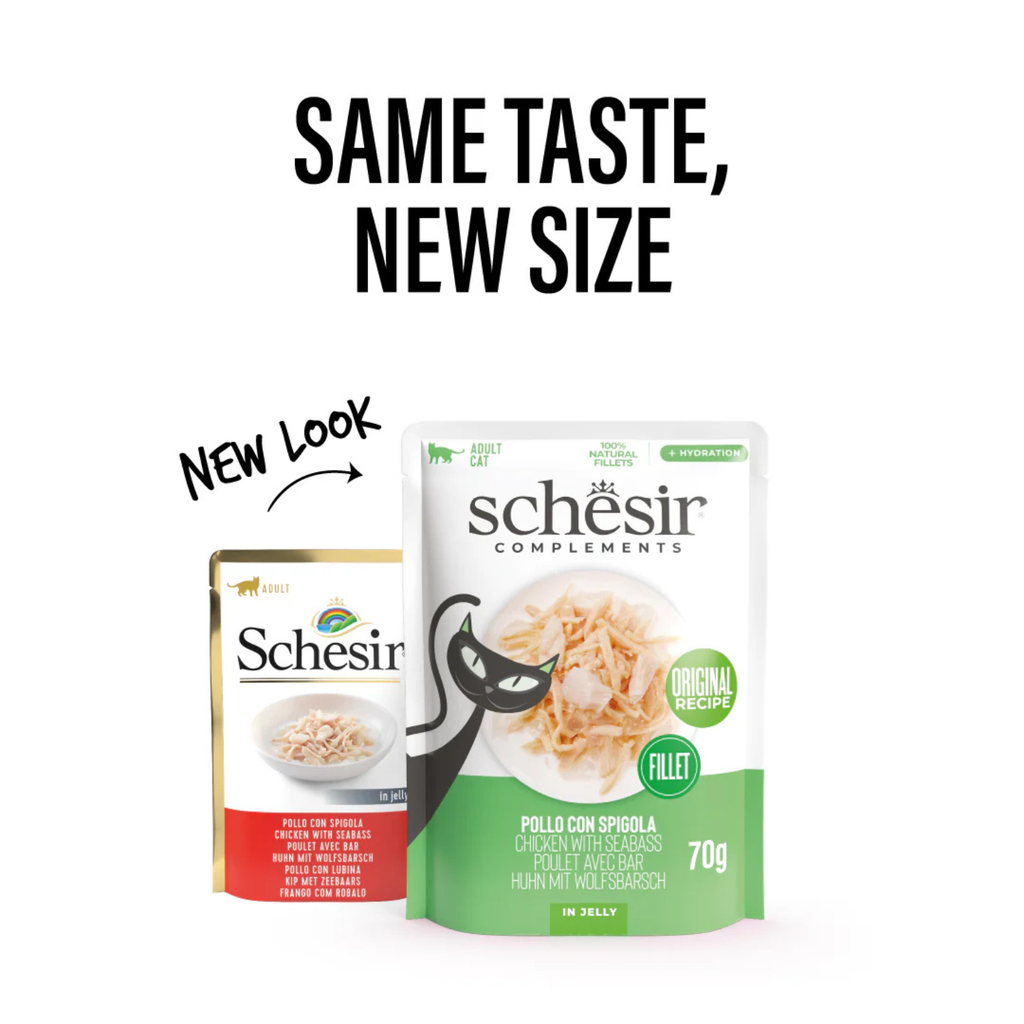Schesir Complements Cat Wet Food  in Jelly Pouch- Chicken With Seabass 70g [MOQ:12pcs]