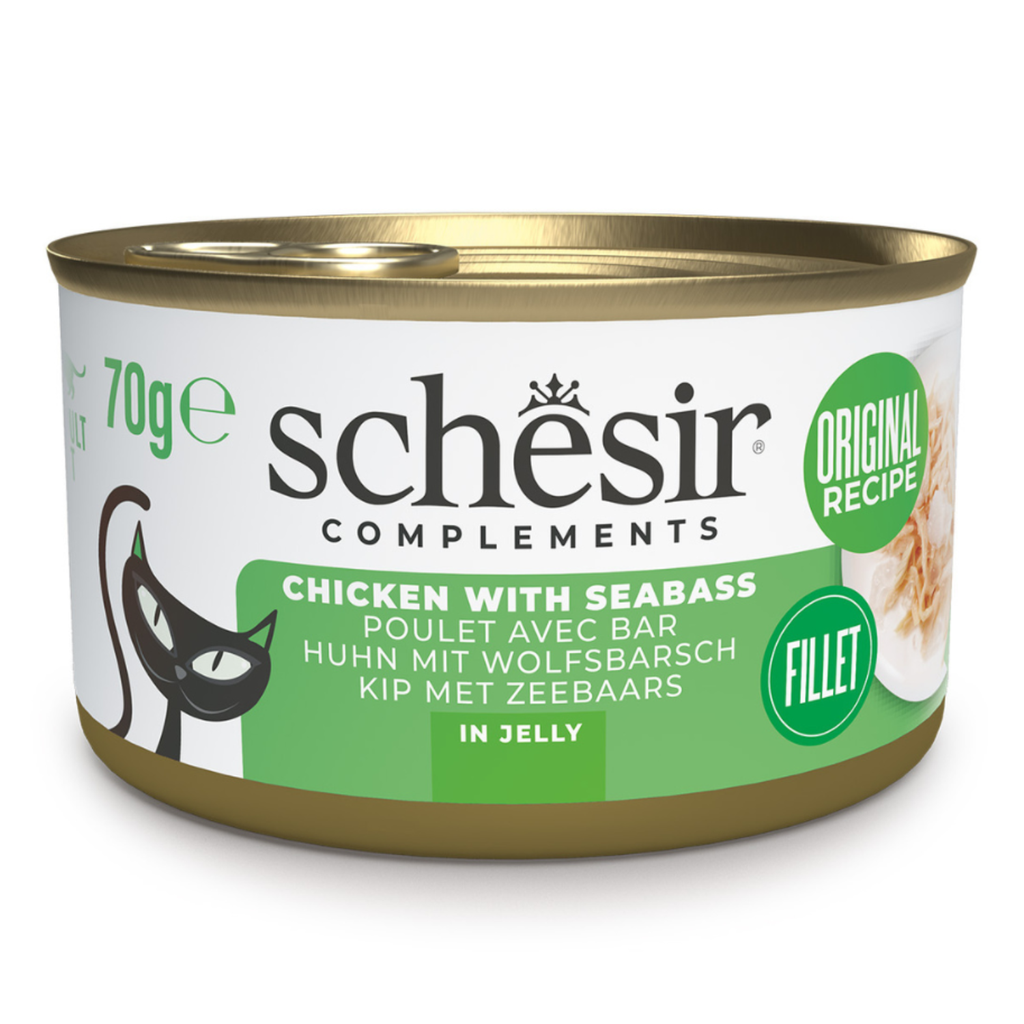 Schesir Complements Cat Wet Food  in Jelly Can- Chicken With Seabass 70g [MOQ:12pcs]