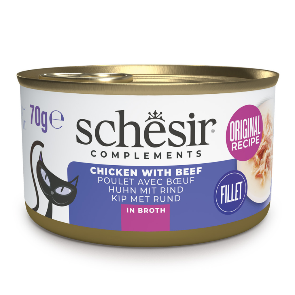 Schesir Complements Cat Wet Food  in Broth- Chicken with Beef 70g [MOQ:12pcs]