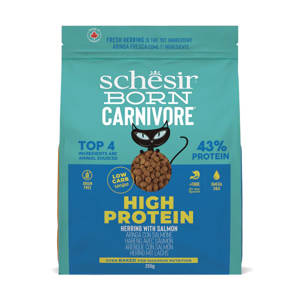 Schesir Born Carnivore Grain Free Oven Baked Dry Food [High-Protein] For Cat - Herring & Salmon  255g