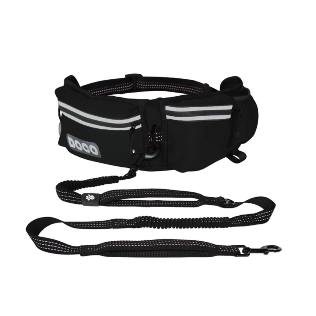 DOCO® Reflective Jogging Belt With Reflective Nylon [Bag:68-120cm ; Leash:2.5x150cm]-Black