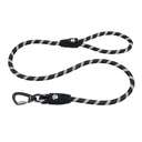 DOCO® Reflective Rope Leash With soft Rubber Handle Ver.5 - Click & Lock Snap-Large-Ø13mm x 120cm-Black