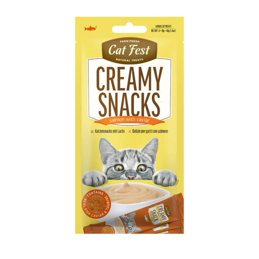 Cat Fest Creamy Snacks-Salmon With Caviar 4x10g