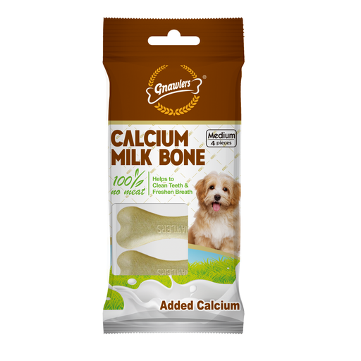 Gnawlers Calcium Milk Bone 3" Medium-Snack For Dogs- 4pcs/pack-90g