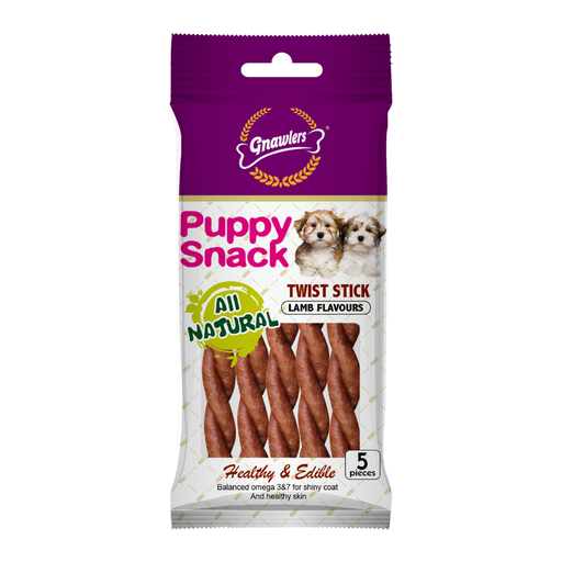 Gnawlers Twist Stick Puppy Snack-Lamb-5pcs/pack-80g
