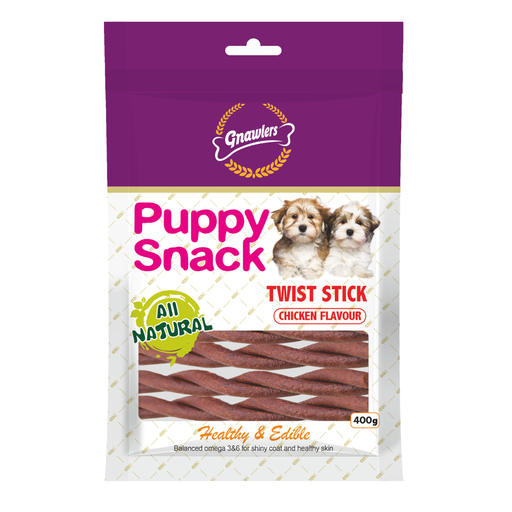 Gnawlers Twist Stick Puppy Snack-Chicken-400g