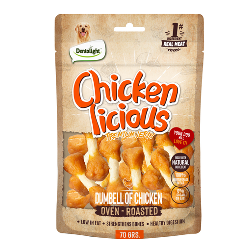 Dentalight Chicken Licious Jerky Treats For Dogs-Dumbell of Chicken 70g