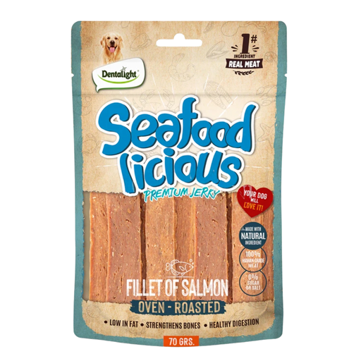 Dentalight Seafood Licious Jerky Treats For Dogs-Fillet of Salmon 70g