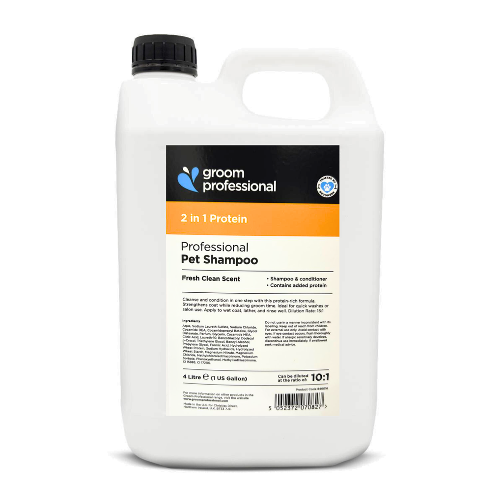 Groom Professional 2 In 1 Protein Pet Shampoo[Fresh Clean Scent]- 4 litres