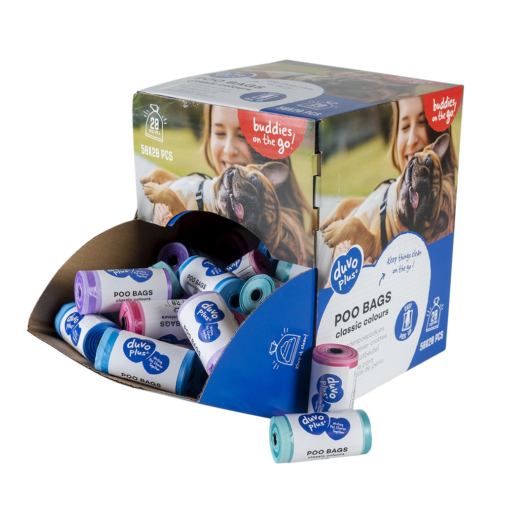 Duvo+ Classic Colour Poo Bag Multicolour (50 x 20pcs) - Display Box MOQ 50pcs