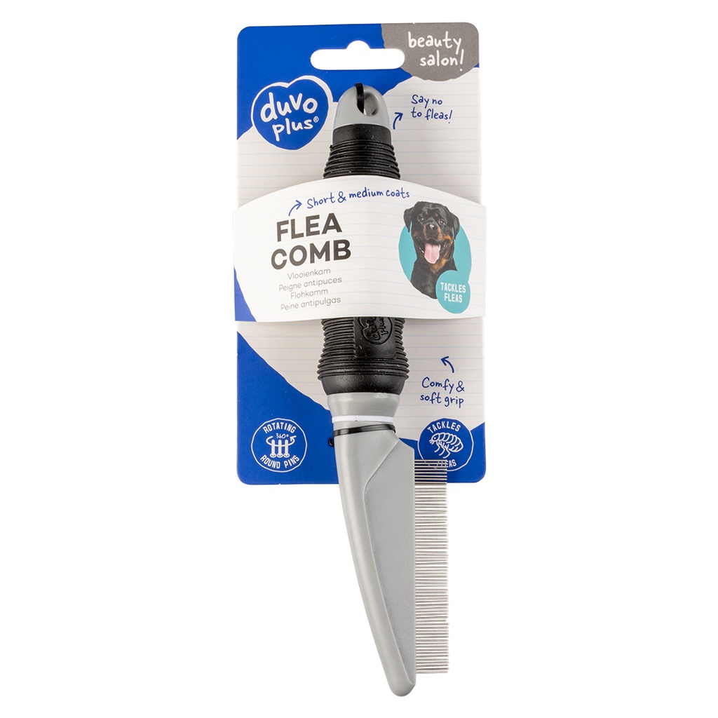 Duvo+ Flea Comb 68 Pins Black/Grey