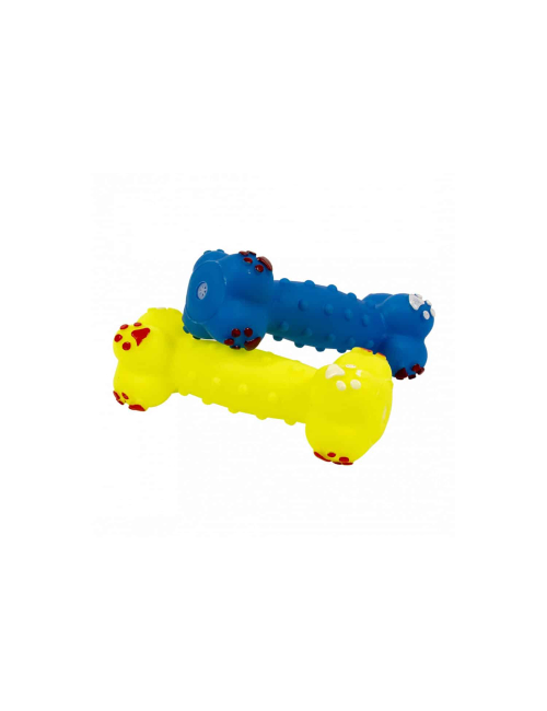 Duvo+ Vinyl Dumbbell Bone Spiky 16x5x5cm Blue/Yellow