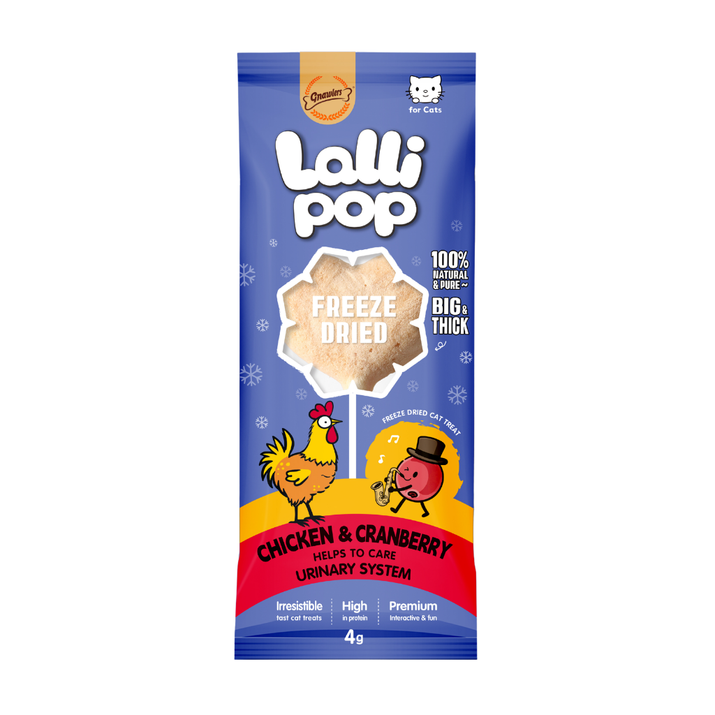 Gnawlers Freeze Dried Lollipop Cat Treat -Chicken & Cranberry 4g x15pcs-Urinary Support- [Display Box]