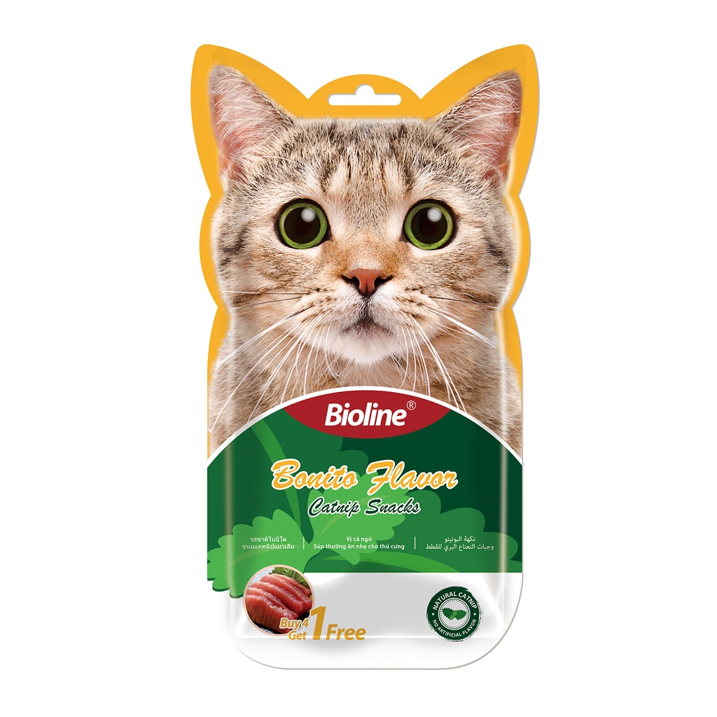 Bioline Catnip Snacks - 5x15g[Flavor - Bonito] 