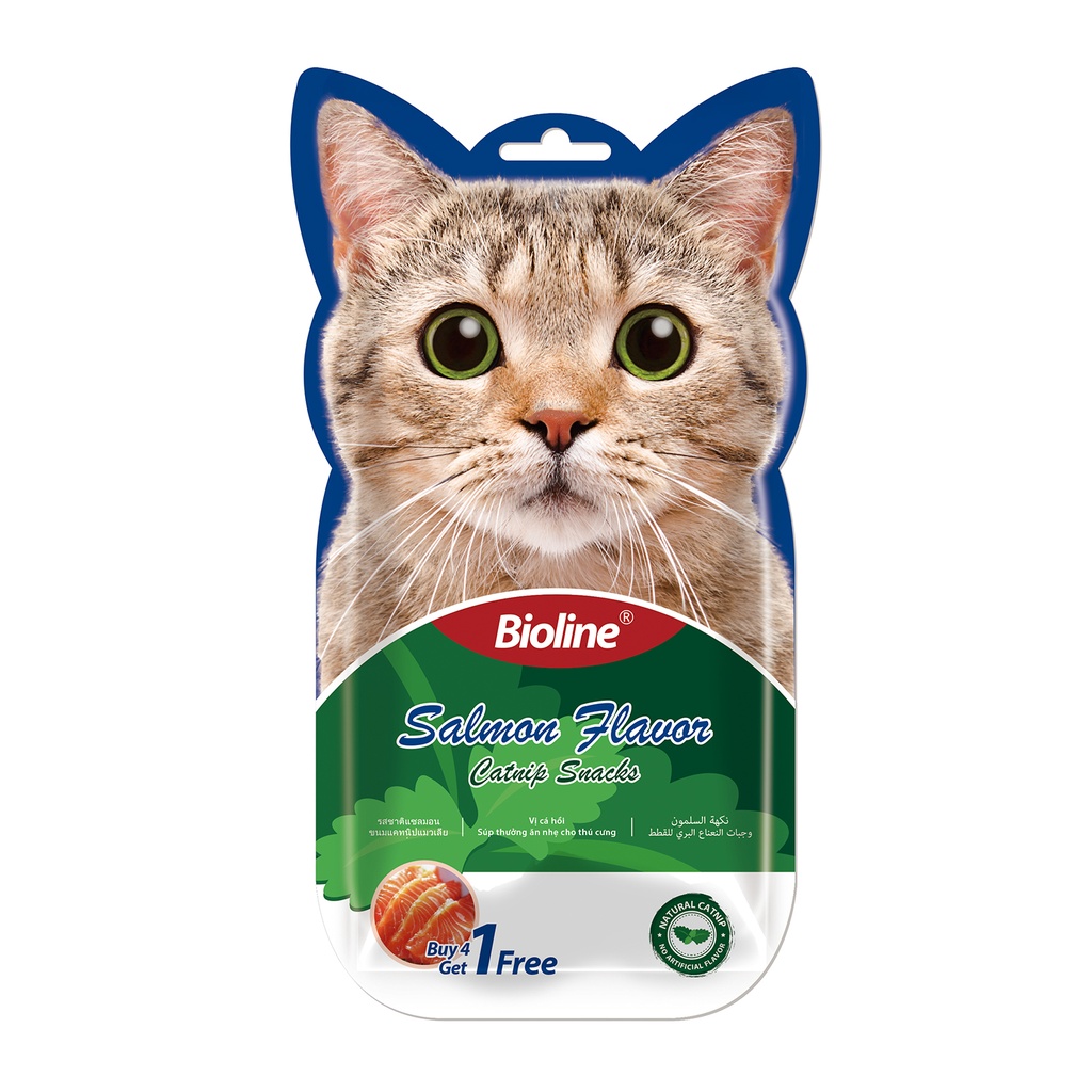 Bioline Catnip Snacks - 5x15g[Flavor - Salmon]  
