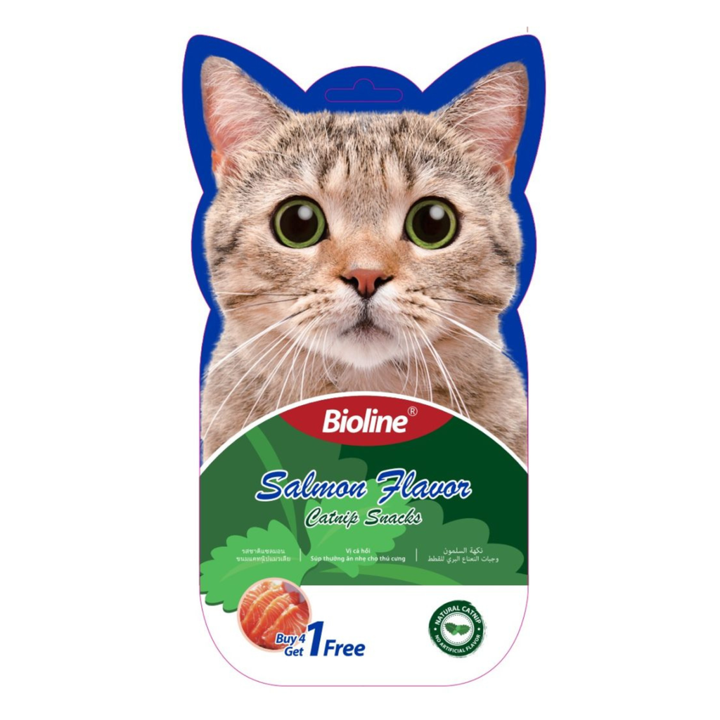 Bioline Catnip Snacks - 5x15g[Flavor - Salmon]  