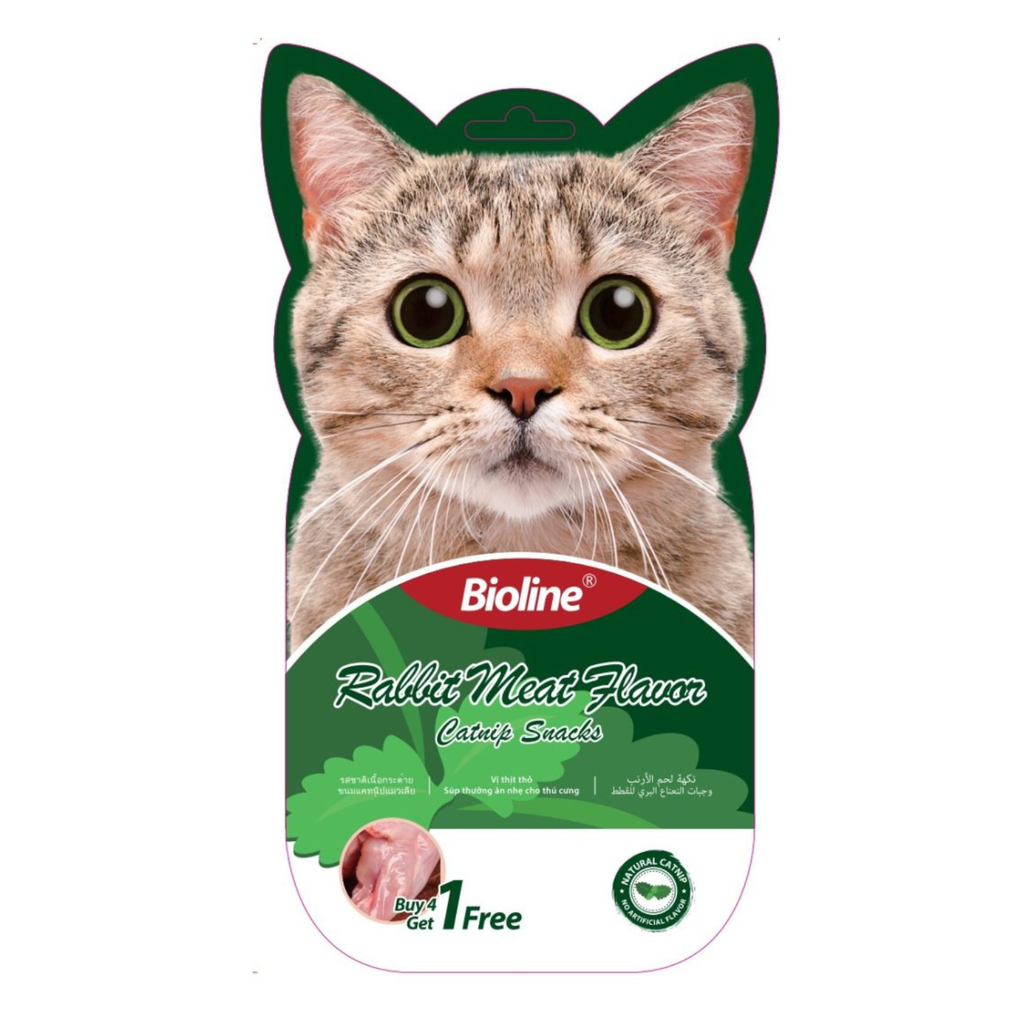 Bioline Catnip Snacks - 5x15g[Flavor - Rabbit Meat]  