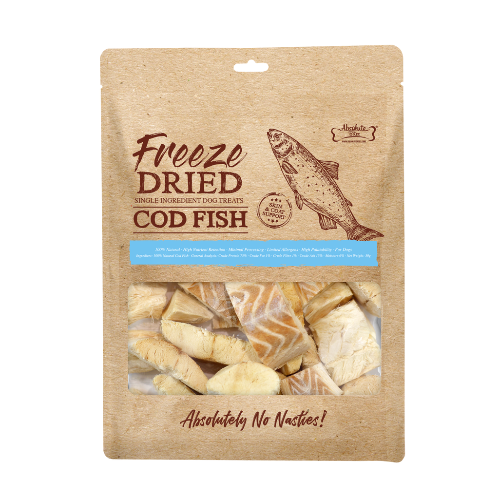 Absolute Bites Freeze Dried Dog Treats - Cod Fish 30g