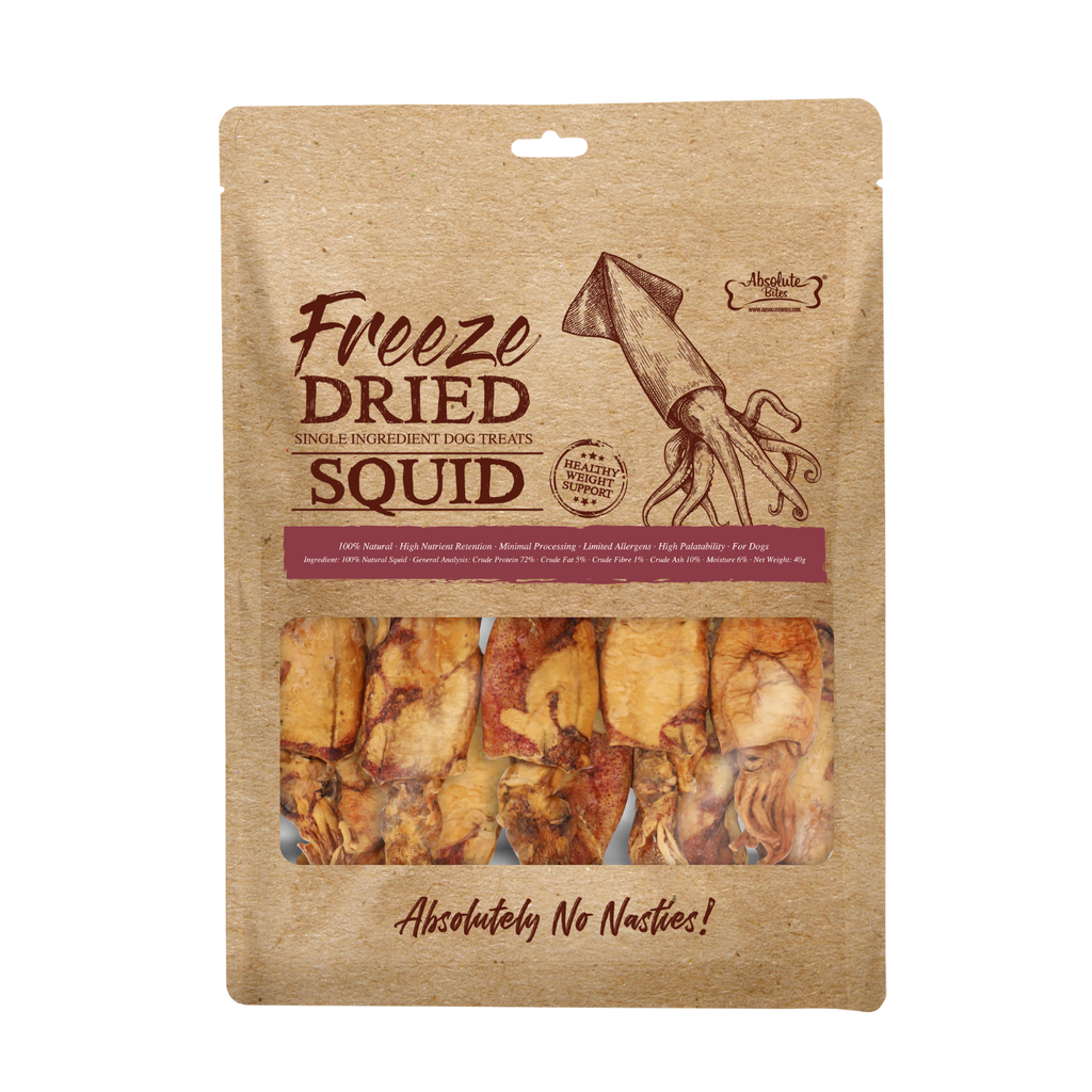 Absolute Bites Freeze Dried Dog Treats - Squid 40g