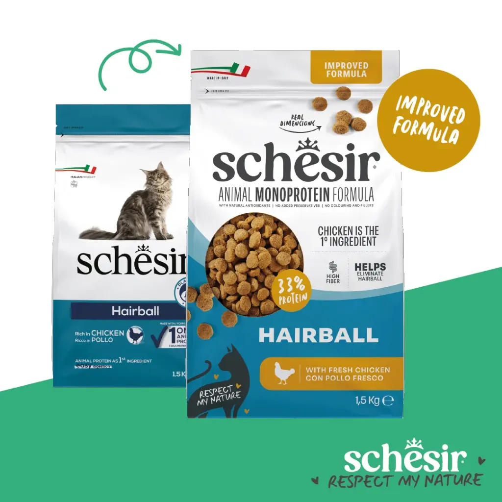 Schesir Monoprotein Adult Dry Cat Food – Hairball-Fresh Chicken-1.5kg