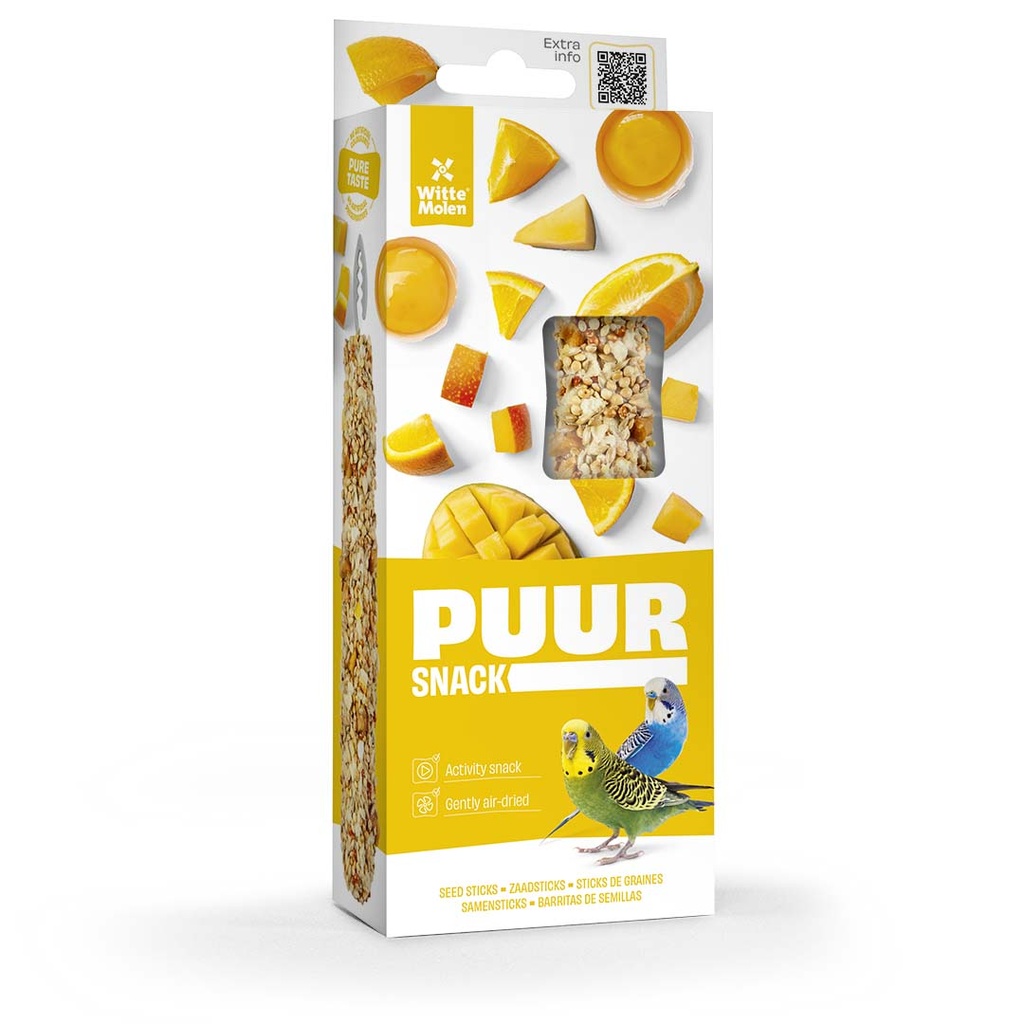 Witte Molen Puur Sticks With Orange & Mango For Budgie - [Weight - 60g] 
