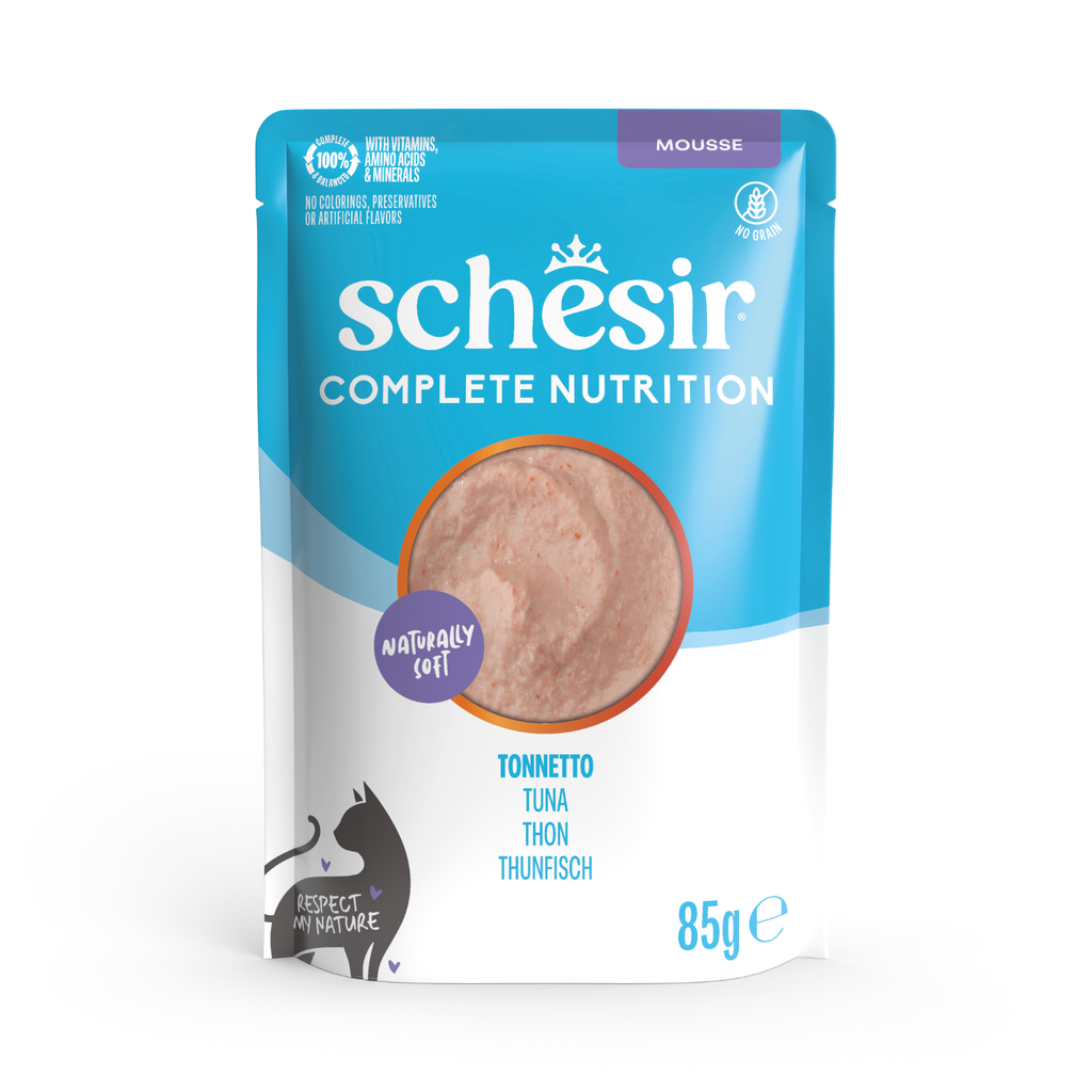 Schesir Complete & Balanced Nutrition Wet Cat Food in Mousse Pouch- Tuna 85g [MOQ:12pcs] 