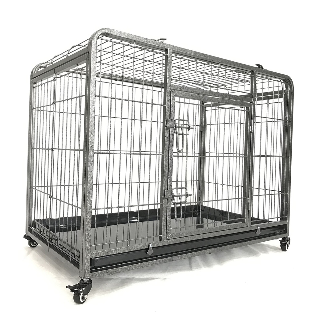 Duvo+ Heavy Duty Metal Dog Crate With Lockable Caster Wheels & Dual Access Doors - 79 x 53 x 61cm 