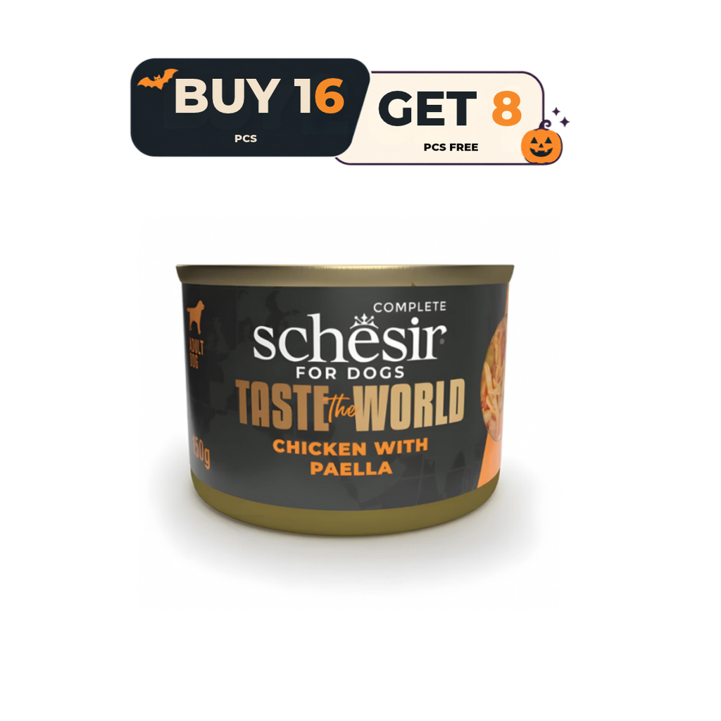 Schesir Taste The World Dog Wholefood - Chicken With Paella150g (Min Order- 8 Cans) Buy 16 Can and Get 8 Can Free
