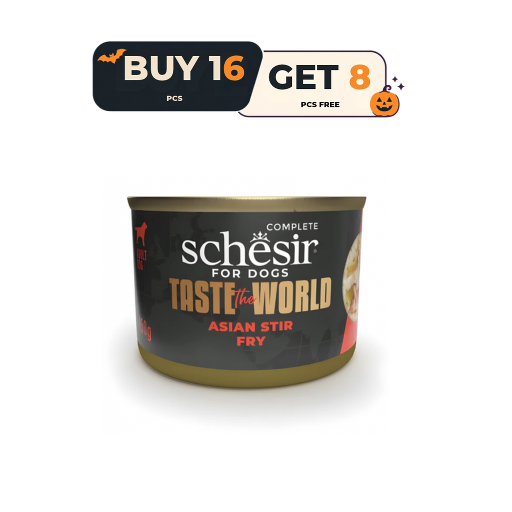 Schesir Taste The World Dog Wholefood - Asian Stir Fry 150g (Min Order- 8 Cans) Buy 16 Can and Get 8 Can Free