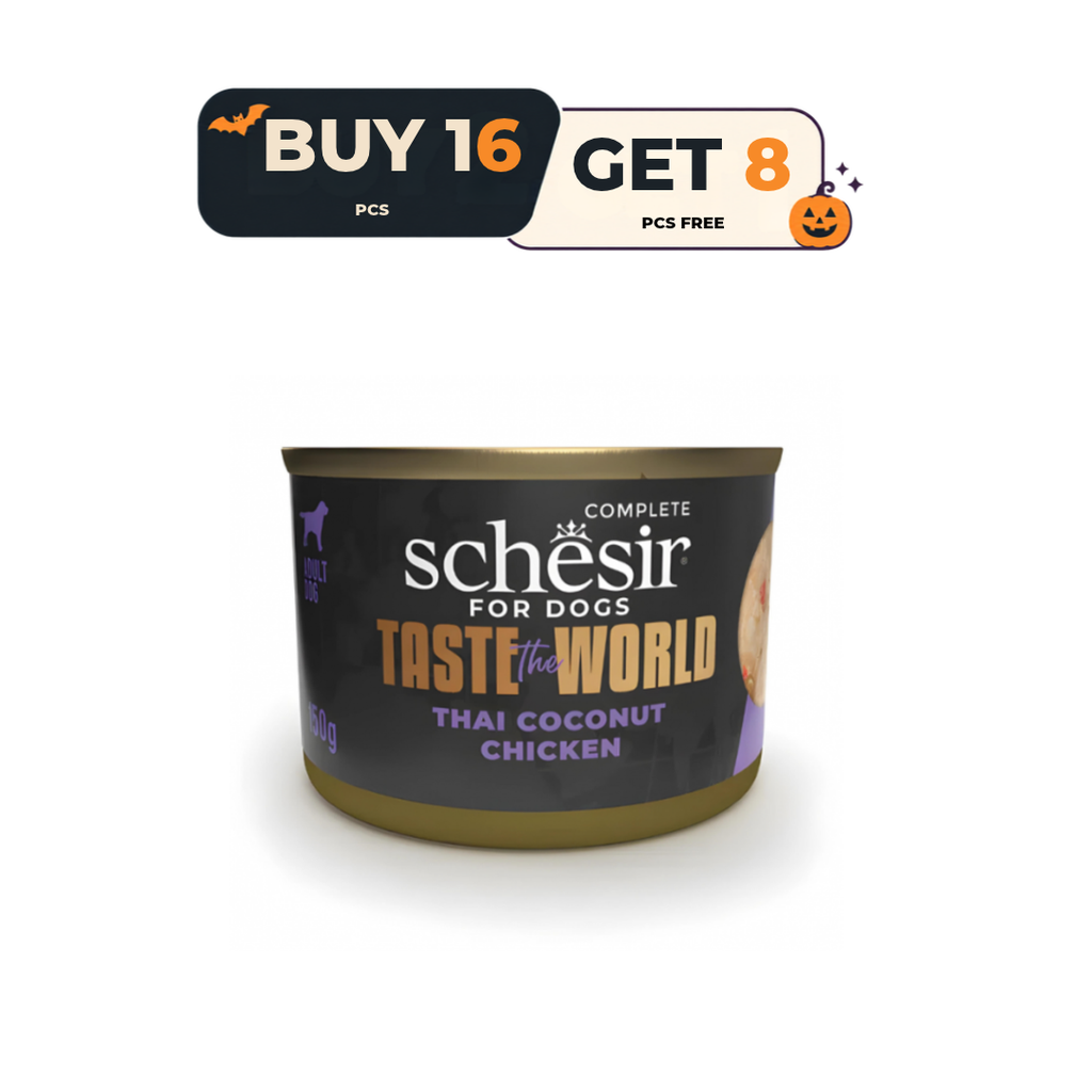 Schesir Taste The World Dog Wholefood - Thai Coconut Chicken 150g (Min Order- 8 Cans) Buy 16 Can and Get 8 Can Free