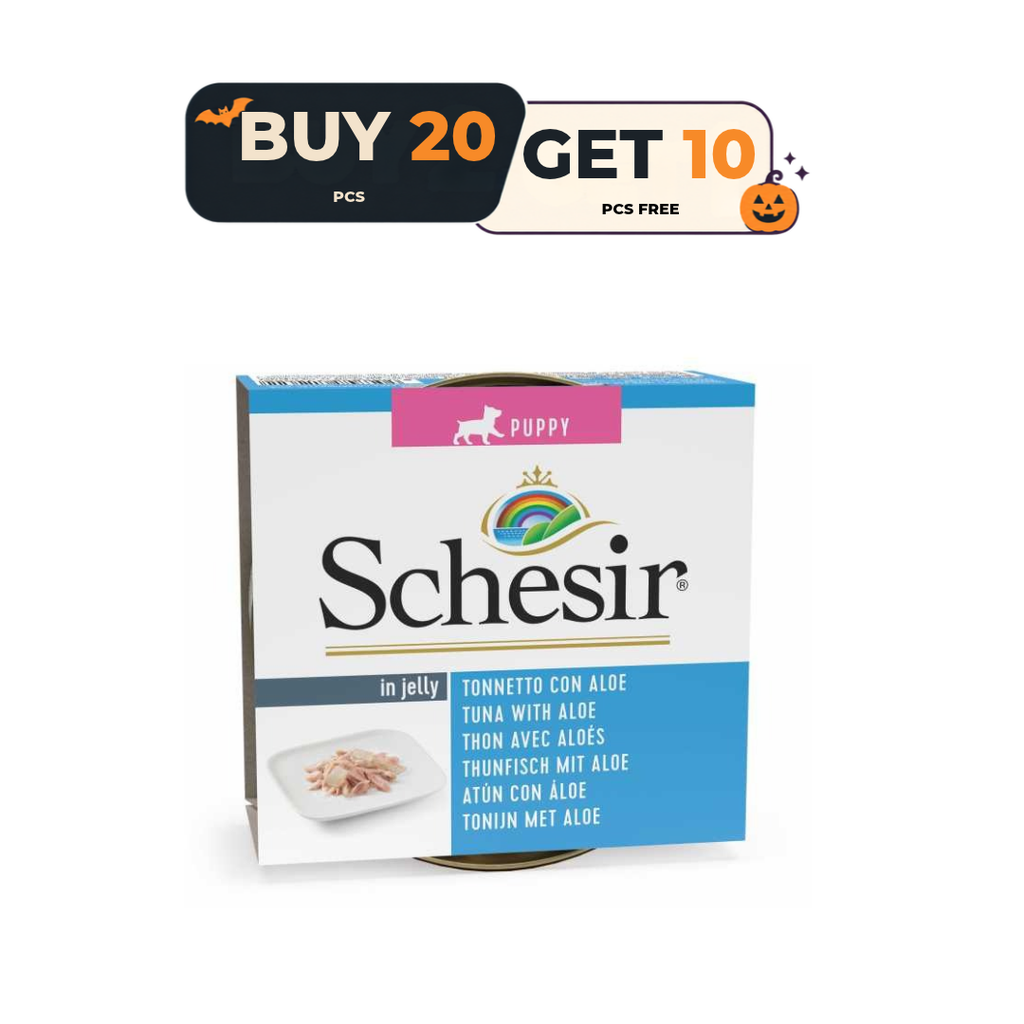 Schesir Puppy Can-Wet Food Tuna with Aloe-(Min Order 150g - 10pcs)[Weight - 150g] Buy 20 Pcs & Get 10 Pcs Free