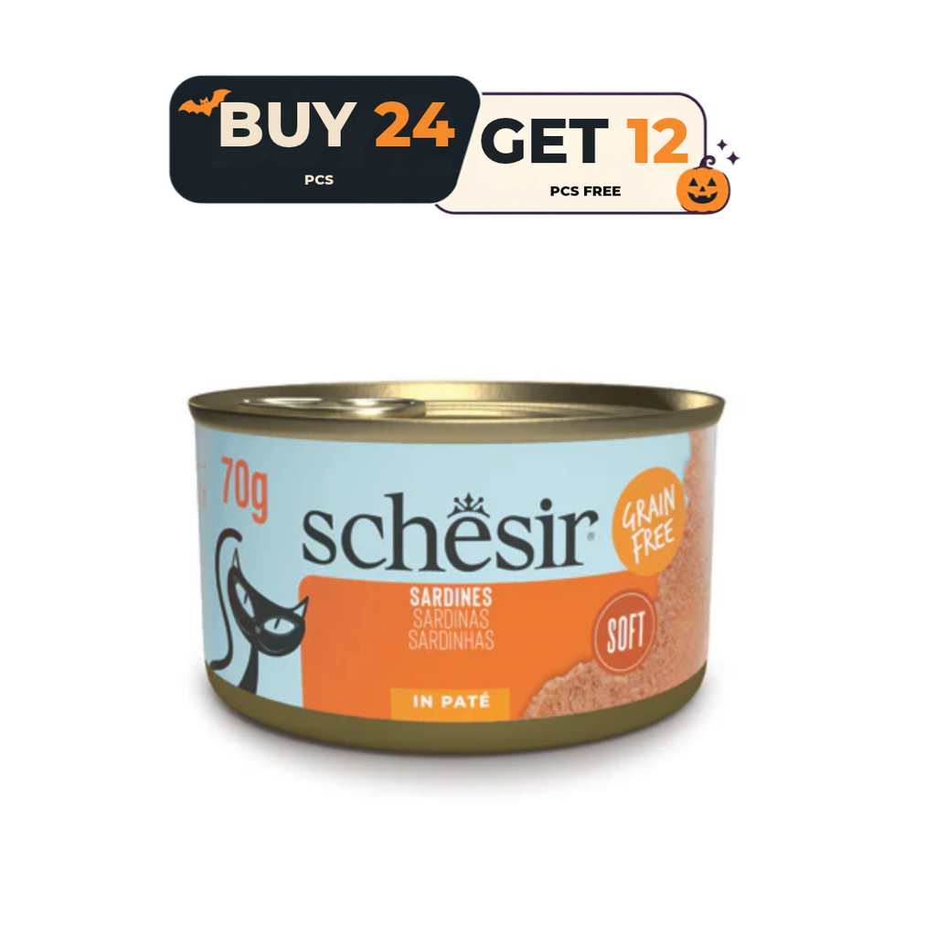Schesir Grill Pate' Cat Can Sardines 70g [Min Order:12pcs] Buy 24 Pcs & Get 12 Pcs Free