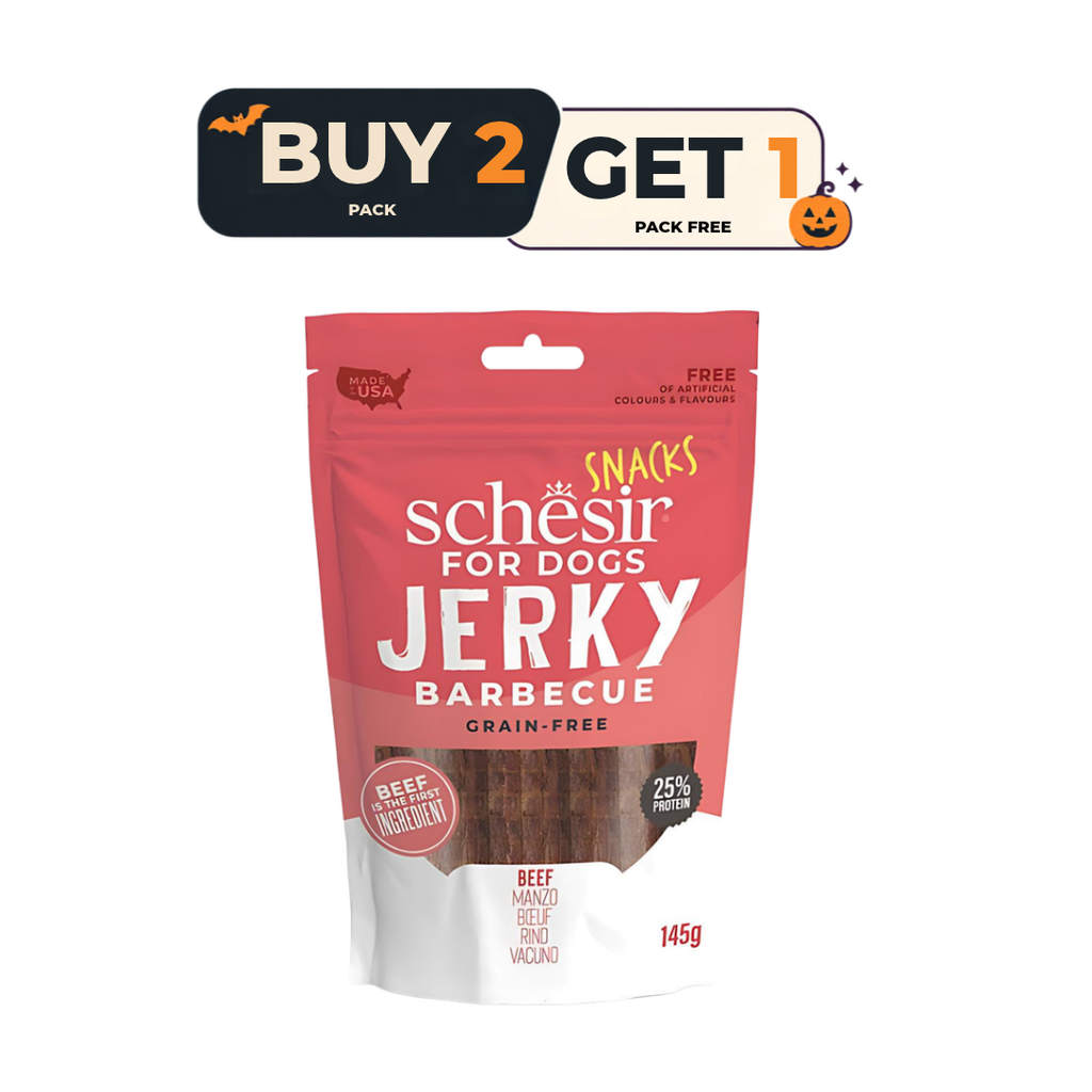 Schesir Grain-Free Dog Snacks Jerky 145g - BBQ Beef - Buy 2 & Get 1 Free