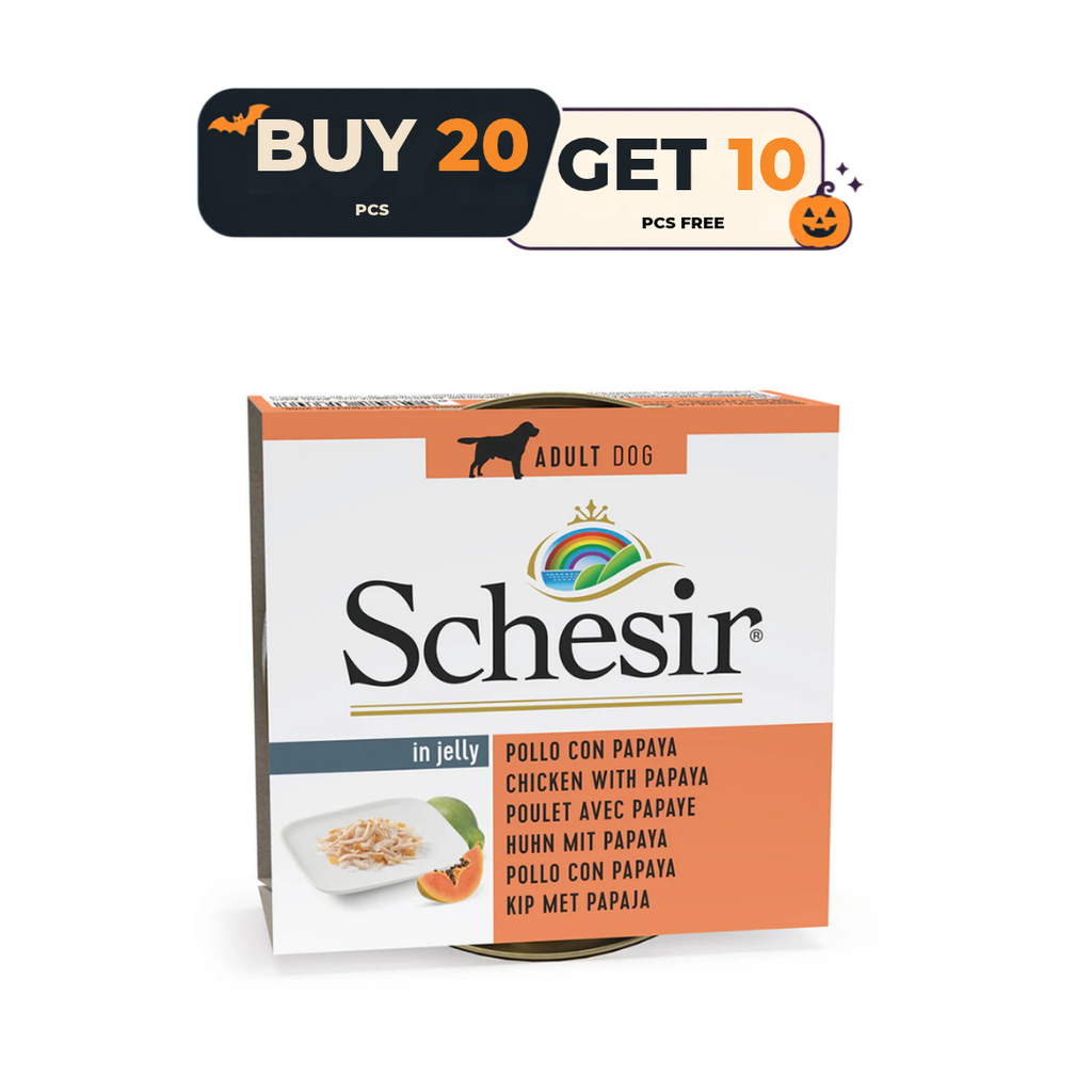 Schesir Dog Wet Food-Chicken Fillets With Papaya[Weight - 150g] Buy 20pcs & Get 10pcs Free