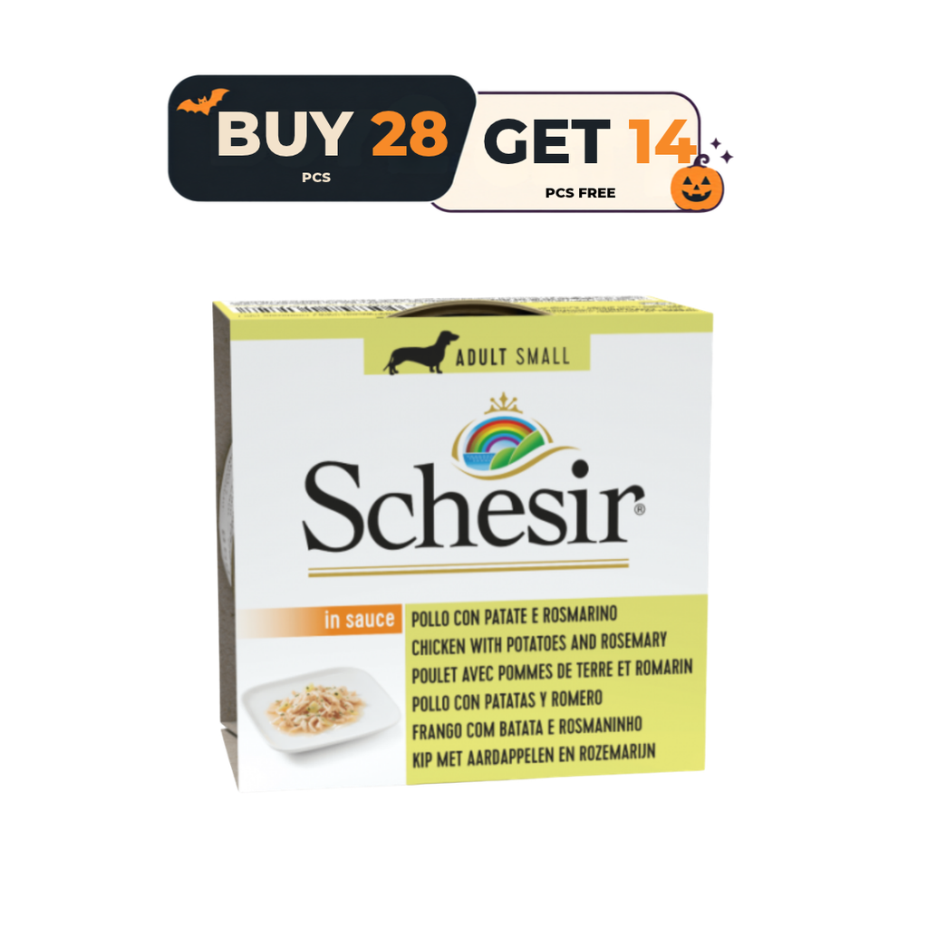 Schesir Dog Wet Food Can-Chicken with Potatoes and Rosemary- (Min Order 85g- 14pcs)[Weight - 85g]  Buy 28 pcs & Get 14 Pcs Free