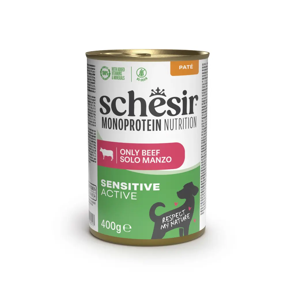 Schesir Monoprotein Wet Food For Adult Dog (Active Energy) - Beef - 400g [MOQ 6pcs] 
