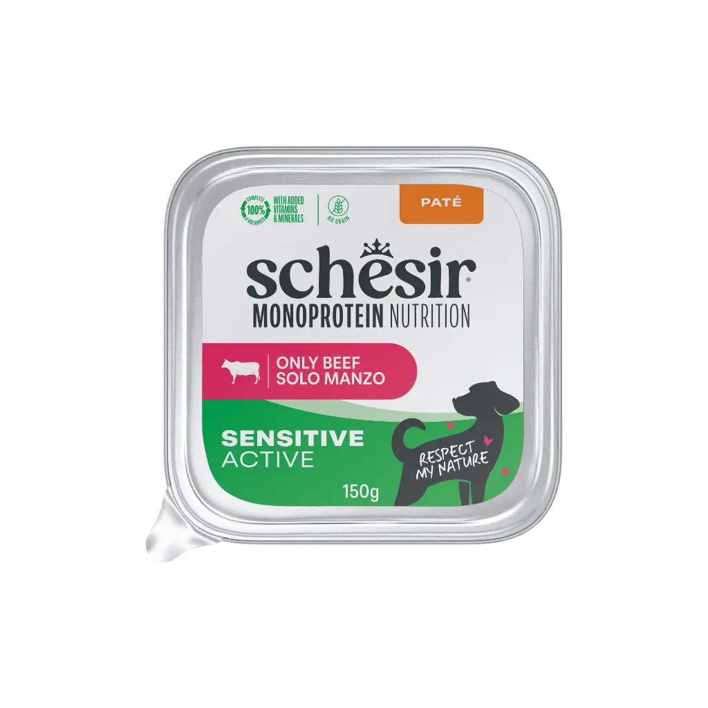 Schesir Monoprotein Wet Food For Adult Dog (Active Energy) - Beef -150g [MOQ 10pcs]