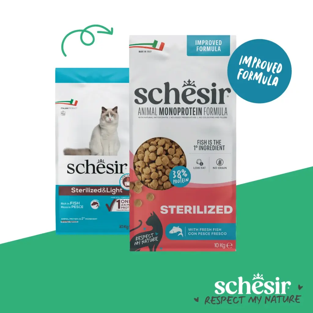 Schesir Monoprotein Adult Dry Cat Food –Sterilized-Fresh Fish-10kg 